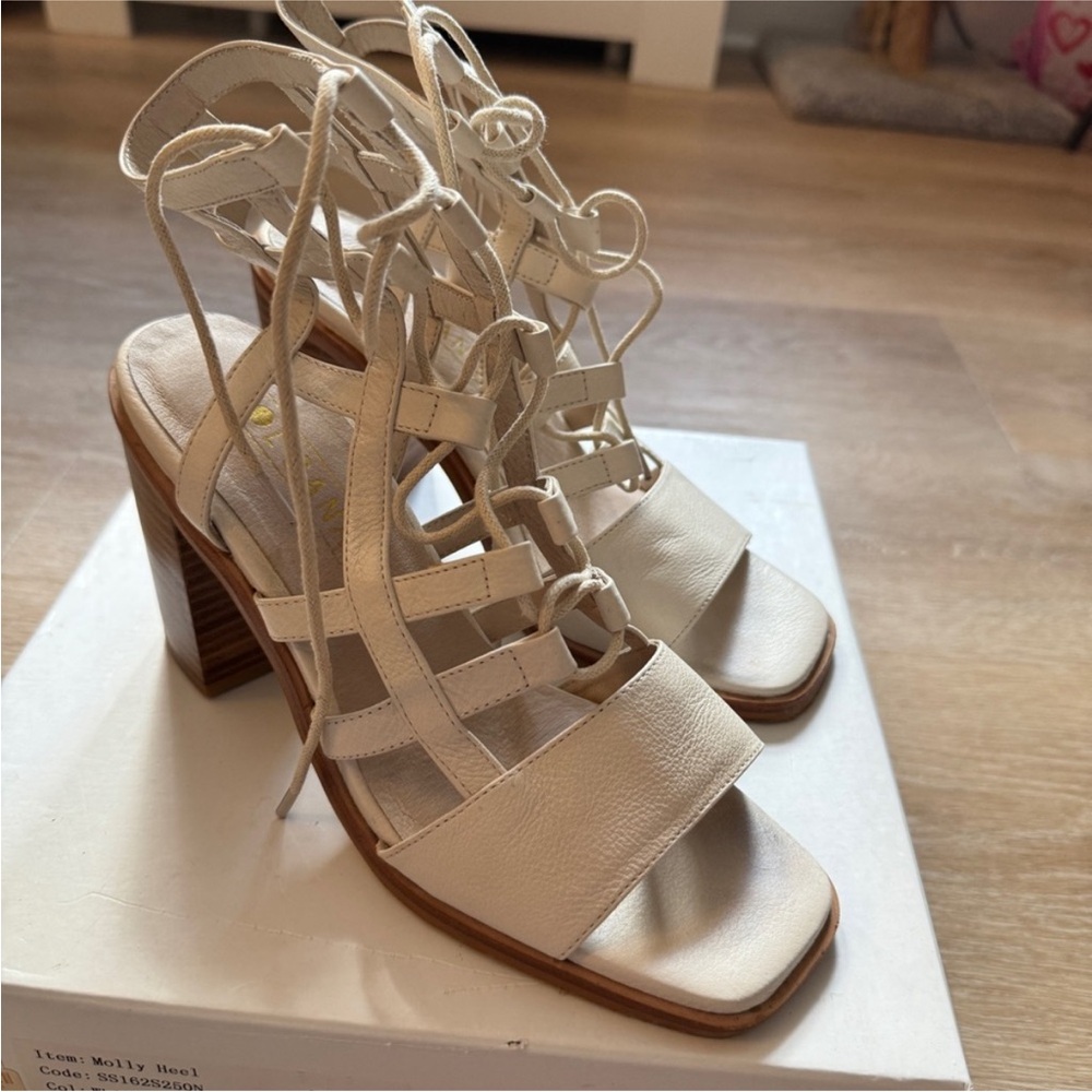 Sol Sana Cream Molly Strappy Block Heel Women’s Size 40
